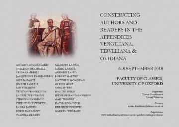 constructing authors and readers in the appendices vergiliana tibulliana ovidiana 6 8 september poster
